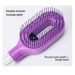 2-in-1 Feinsprüh-Haarbürste, nachfüllbarer Wasser-Hydratations-Entwirrkamm, borstenlose Anti-Frizz Massage-Haarbürste, antistatisches tragbares Haarstyling-Tool für trockenes, krauses, lockiges Haar zur Volumenbildung
