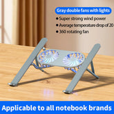 Tragbarer faltbarer Laptop-Ständer mit zwei Lüftern, höhenverstellbarer Notebook-Halterung aus Aluminiumlegierung, rutschfeste ergonomische Schreibtischhalterung, universeller Kühlständer für Laptop und Tablet