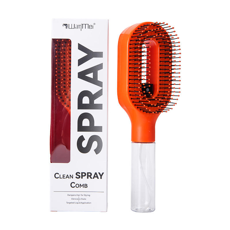 2-in-1 Feinsprüh-Haarbürste, nachfüllbarer Wasser-Hydratations-Entwirrkamm, borstenlose Anti-Frizz Massage-Haarbürste, antistatisches tragbares Haarstyling-Tool für trockenes, krauses, lockiges Haar zur Volumenbildung