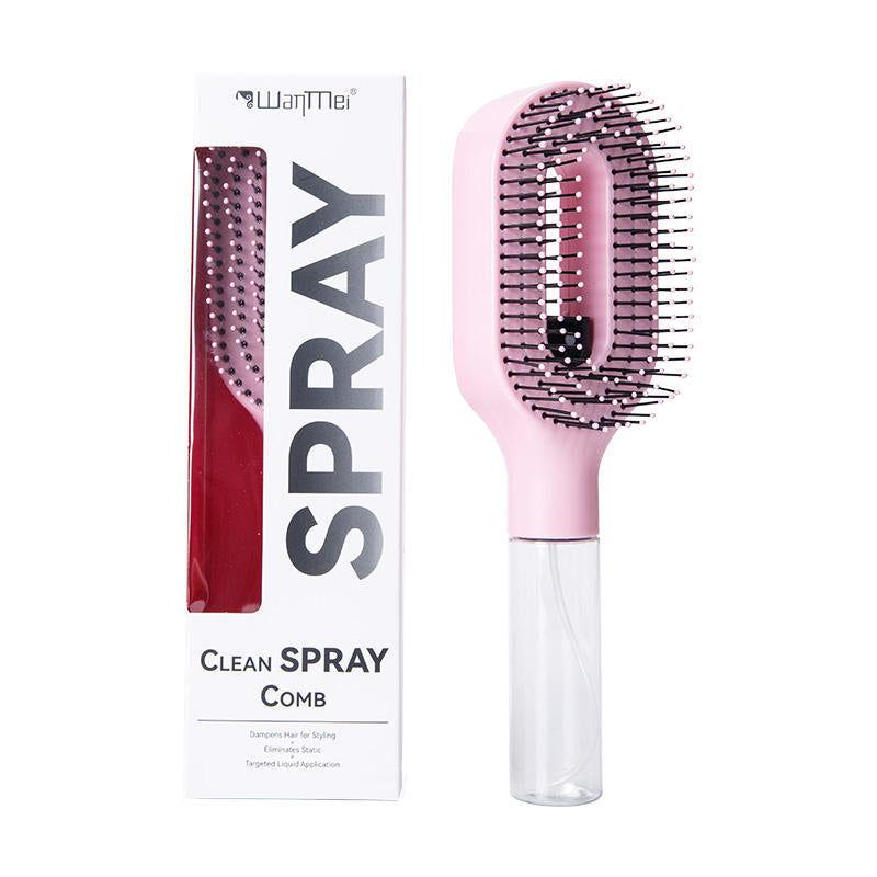2-in-1 Feinsprüh-Haarbürste, nachfüllbarer Wasser-Hydratations-Entwirrkamm, borstenlose Anti-Frizz Massage-Haarbürste, antistatisches tragbares Haarstyling-Tool für trockenes, krauses, lockiges Haar zur Volumenbildung