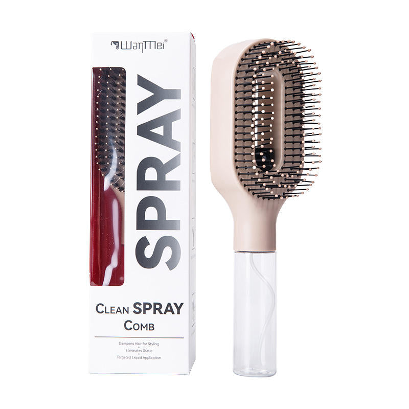 2-in-1 Feinsprüh-Haarbürste, nachfüllbarer Wasser-Hydratations-Entwirrkamm, borstenlose Anti-Frizz Massage-Haarbürste, antistatisches tragbares Haarstyling-Tool für trockenes, krauses, lockiges Haar zur Volumenbildung
