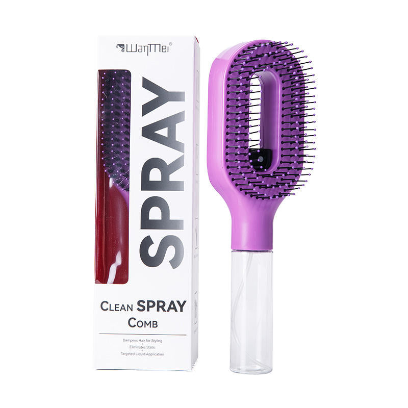 2-in-1 Feinsprüh-Haarbürste, nachfüllbarer Wasser-Hydratations-Entwirrkamm, borstenlose Anti-Frizz Massage-Haarbürste, antistatisches tragbares Haarstyling-Tool für trockenes, krauses, lockiges Haar zur Volumenbildung