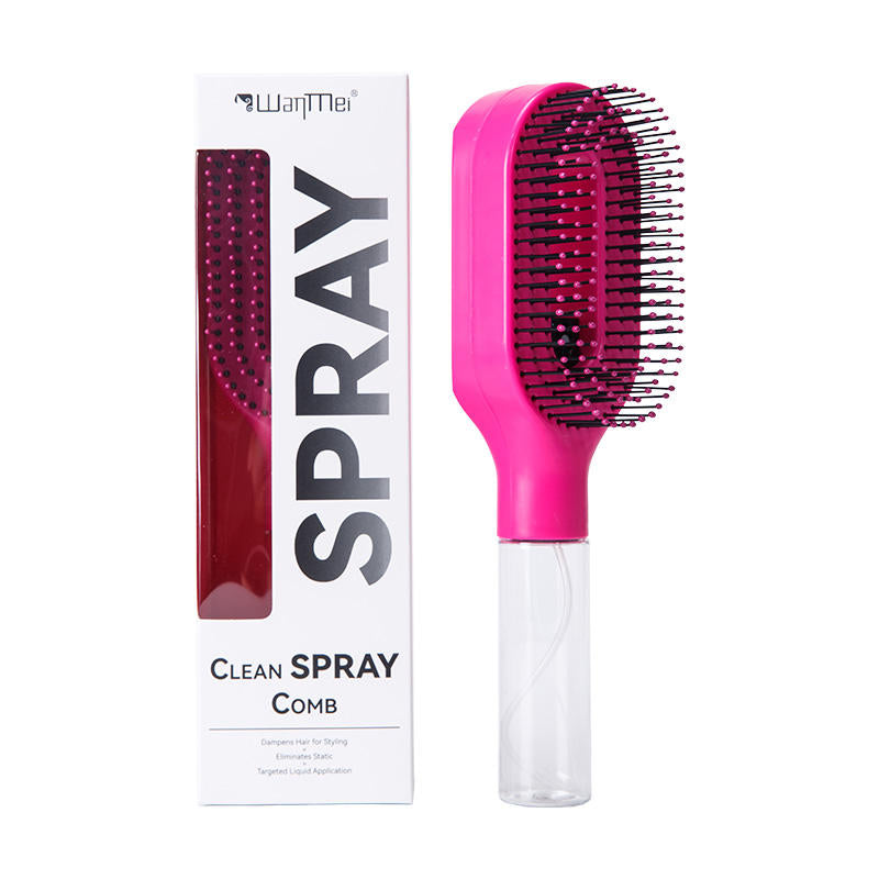 2-in-1 Feinsprüh-Haarbürste, nachfüllbarer Wasser-Hydratations-Entwirrkamm, borstenlose Anti-Frizz Massage-Haarbürste, antistatisches tragbares Haarstyling-Tool für trockenes, krauses, lockiges Haar zur Volumenbildung