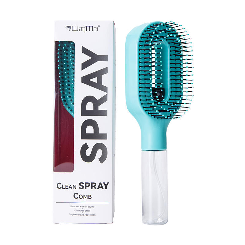 2-in-1 Feinsprüh-Haarbürste, nachfüllbarer Wasser-Hydratations-Entwirrkamm, borstenlose Anti-Frizz Massage-Haarbürste, antistatisches tragbares Haarstyling-Tool für trockenes, krauses, lockiges Haar zur Volumenbildung
