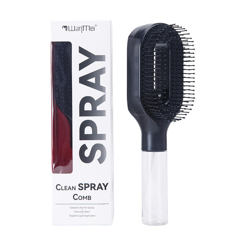 2-in-1 Feinsprüh-Haarbürste, nachfüllbarer Wasser-Hydratations-Entwirrkamm, borstenlose Anti-Frizz Massage-Haarbürste, antistatisches tragbares Haarstyling-Tool für trockenes, krauses, lockiges Haar zur Volumenbildung