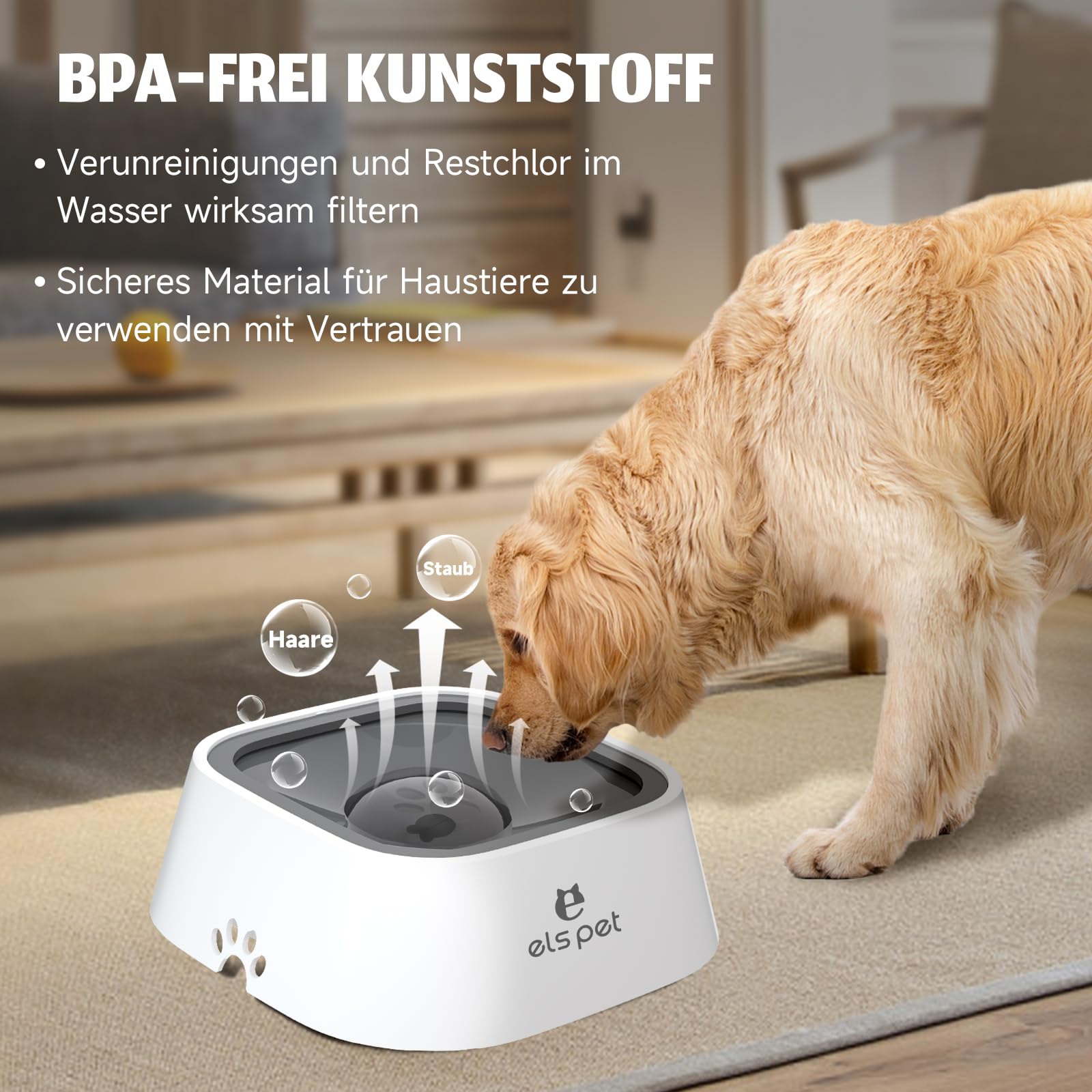 Auslaufsicherer Hundenapf, schwimmender Anti-Spritz-Trinknapf für Haustiere, kein nasses Maul und nasser Bart, auslaufsicherer Kunststoff-Wasserspender, rutschfester wasserdichter Hundenapf für Hunde und Katzen im Innenbereich und auf Reisen