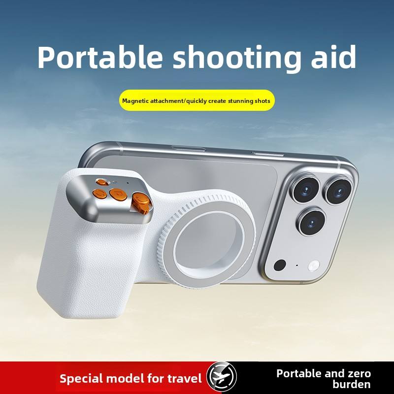 Magnetischer Kamerastabilisator-Griff + Magnetisches Fülllicht-Bundle, Anti-Shake Handheld-Fotogriff mit kabelloser Fernbedienung und Zoomfunktion, 180° drehbares LED-Taschen-Selfie-Ringlicht mit 3 Farben für Handy-Aufnahmen, Vlog, Live-Streams, Make-up