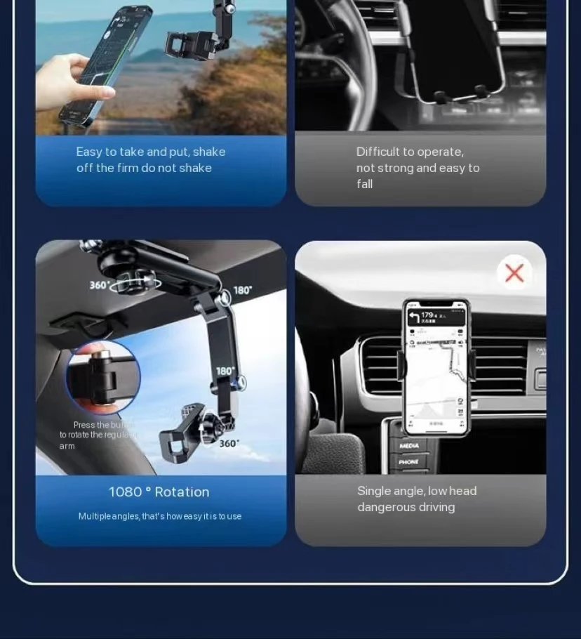 Offerta a tempo limitato: 40% DI SCONTO 🔥 Supporto per telefono girevole multifunzione, supporto a clip per aletta parasole auto e stand da cucina per un uso versatile