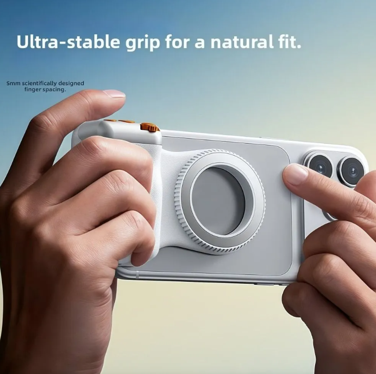 Magnetischer Kamerastabilisator-Griff + Magnetisches Fülllicht-Bundle, Anti-Shake Handheld-Fotogriff mit kabelloser Fernbedienung und Zoomfunktion, 180° drehbares LED-Taschen-Selfie-Ringlicht mit 3 Farben für Handy-Aufnahmen, Vlog, Live-Streams, Make-up