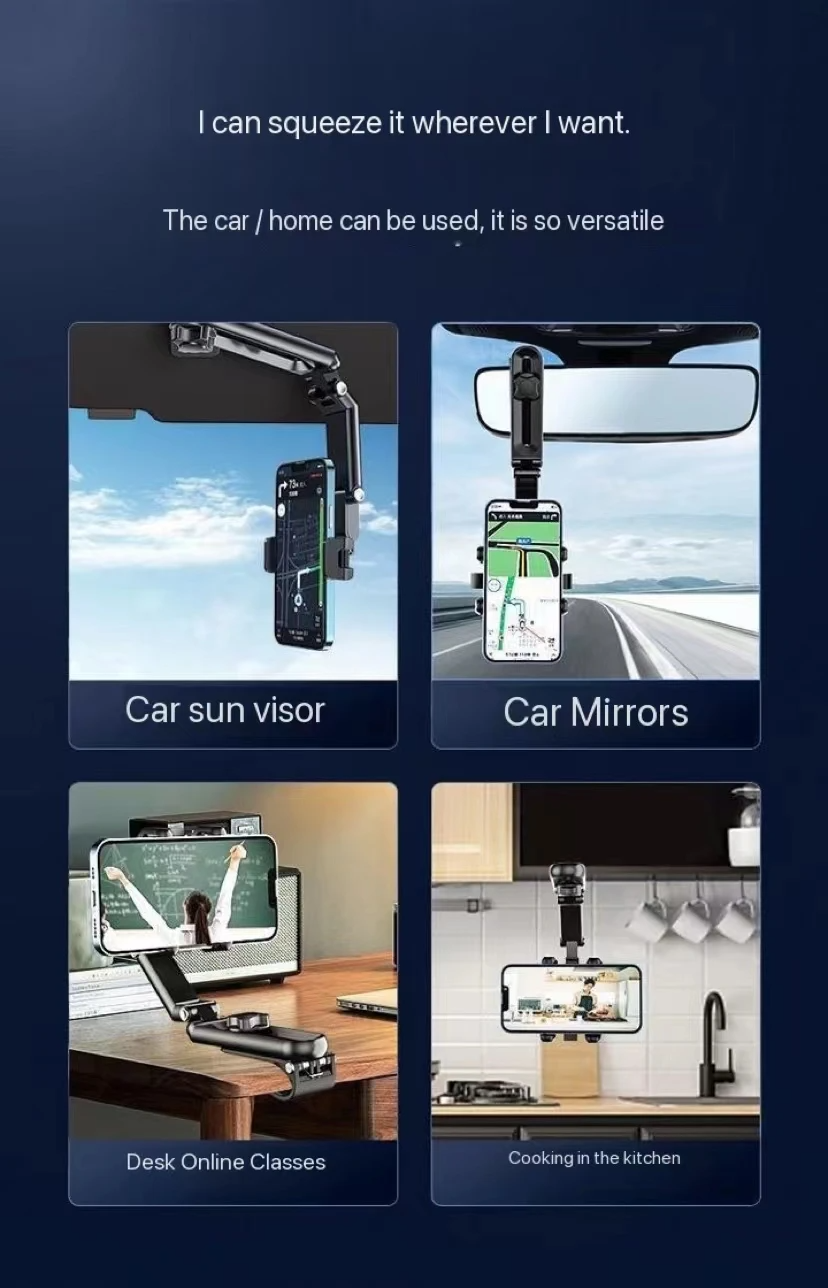 Offerta a tempo limitato: 40% DI SCONTO 🔥 Supporto per telefono girevole multifunzione, supporto a clip per aletta parasole auto e stand da cucina per un uso versatile