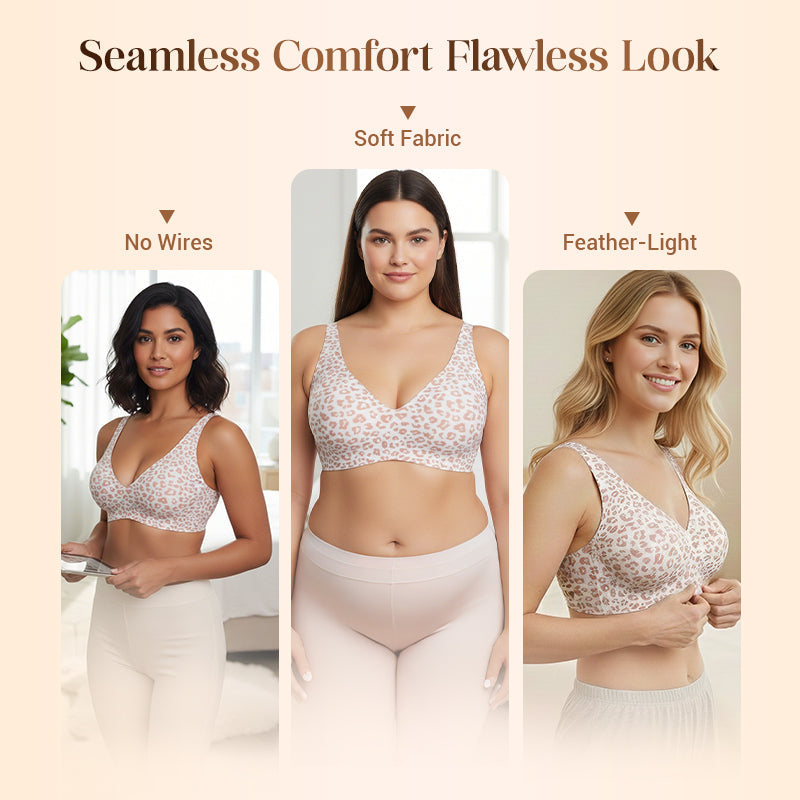 💕Jelly Wireless Womens Comfortable Wireless Bras Push Up Bralettes Seamless Tshirts Bras Deep V Everyday Bras